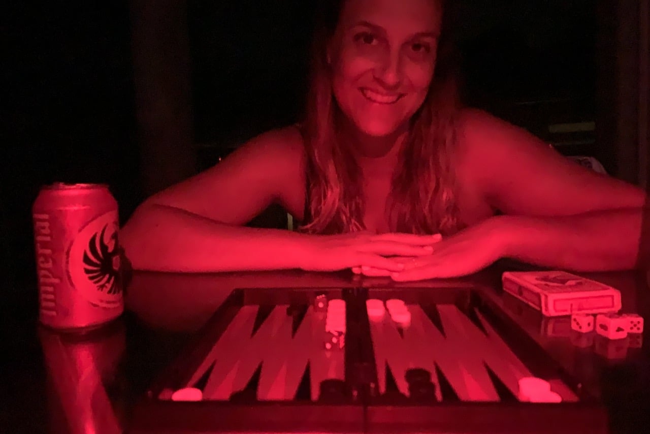 Anna and I Playing Backgammon during a thunderstorm