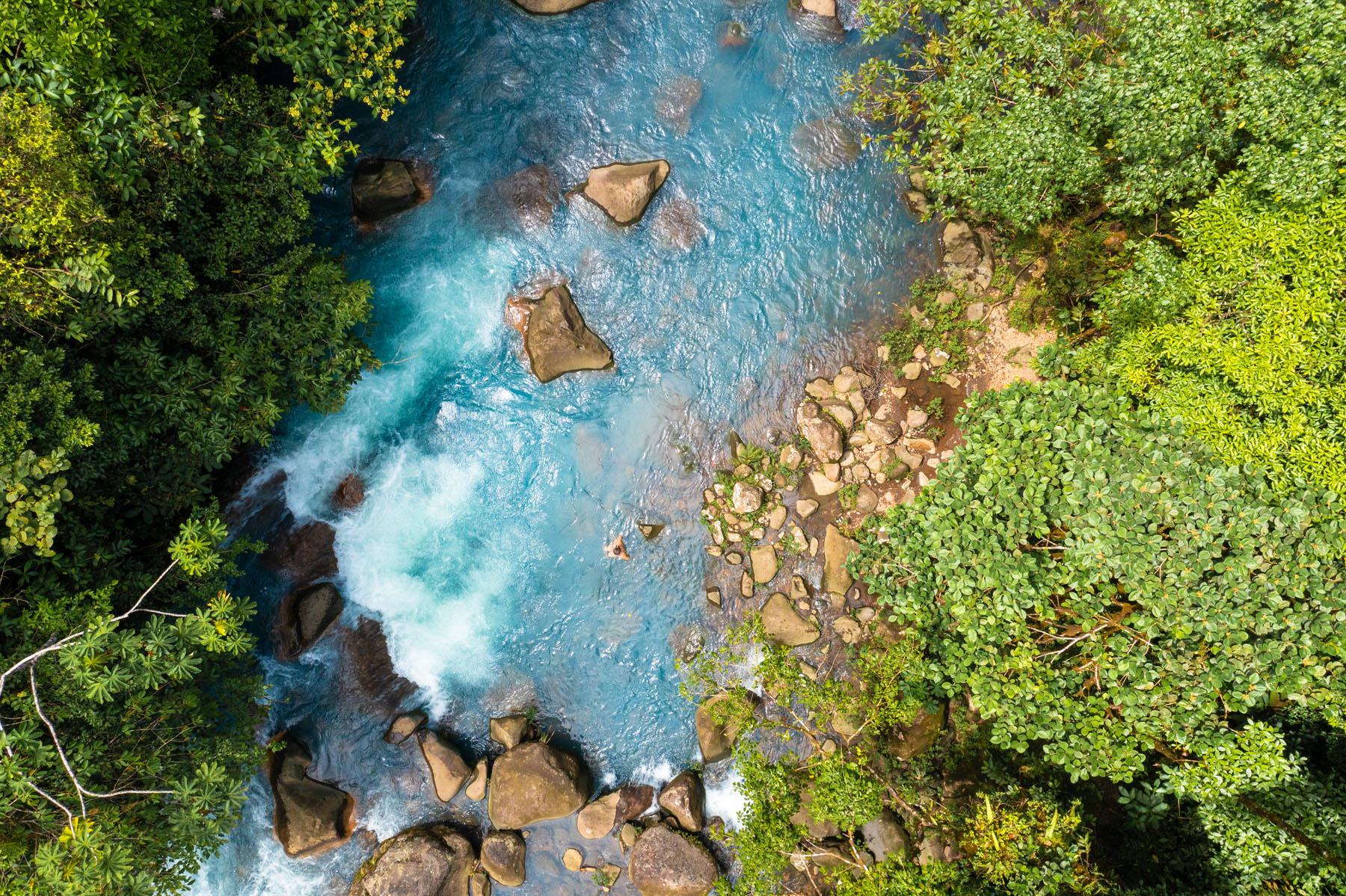 The blue river of Rio Celeste in Costa Rica